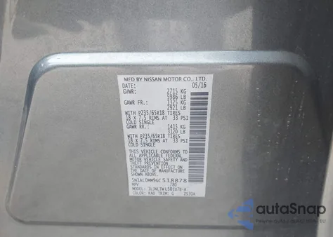 2016 Infiniti Qx60 z USA, uszkodzony, nr VIN 5N1AL0MM9GC518878